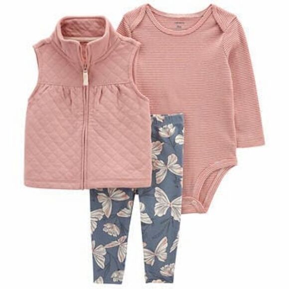 Carter's Infant 3-piece Vest Set, Pink - Picture 1 of 6